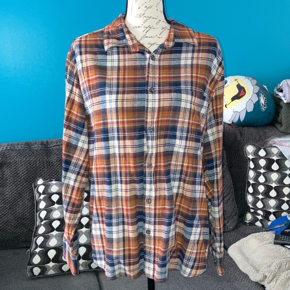 Eddie Bauer Bristol Plaid Button Up Flannel Shirt, Large